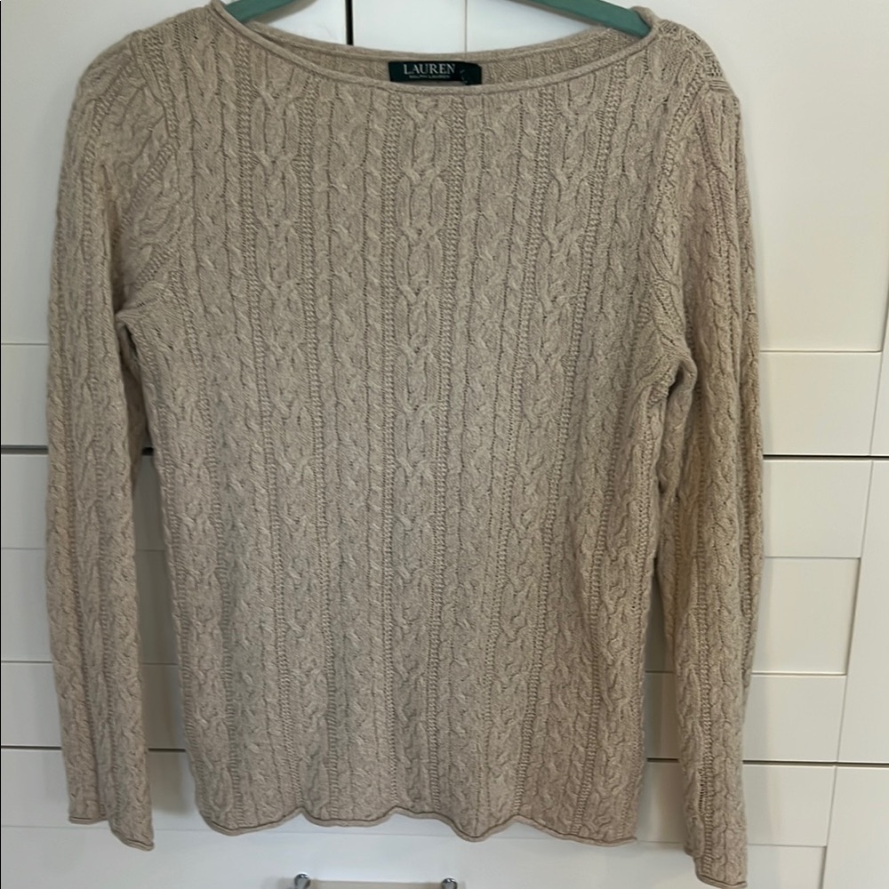 Ralph Lauren Cream Cable Knit Crew Neck Sweater